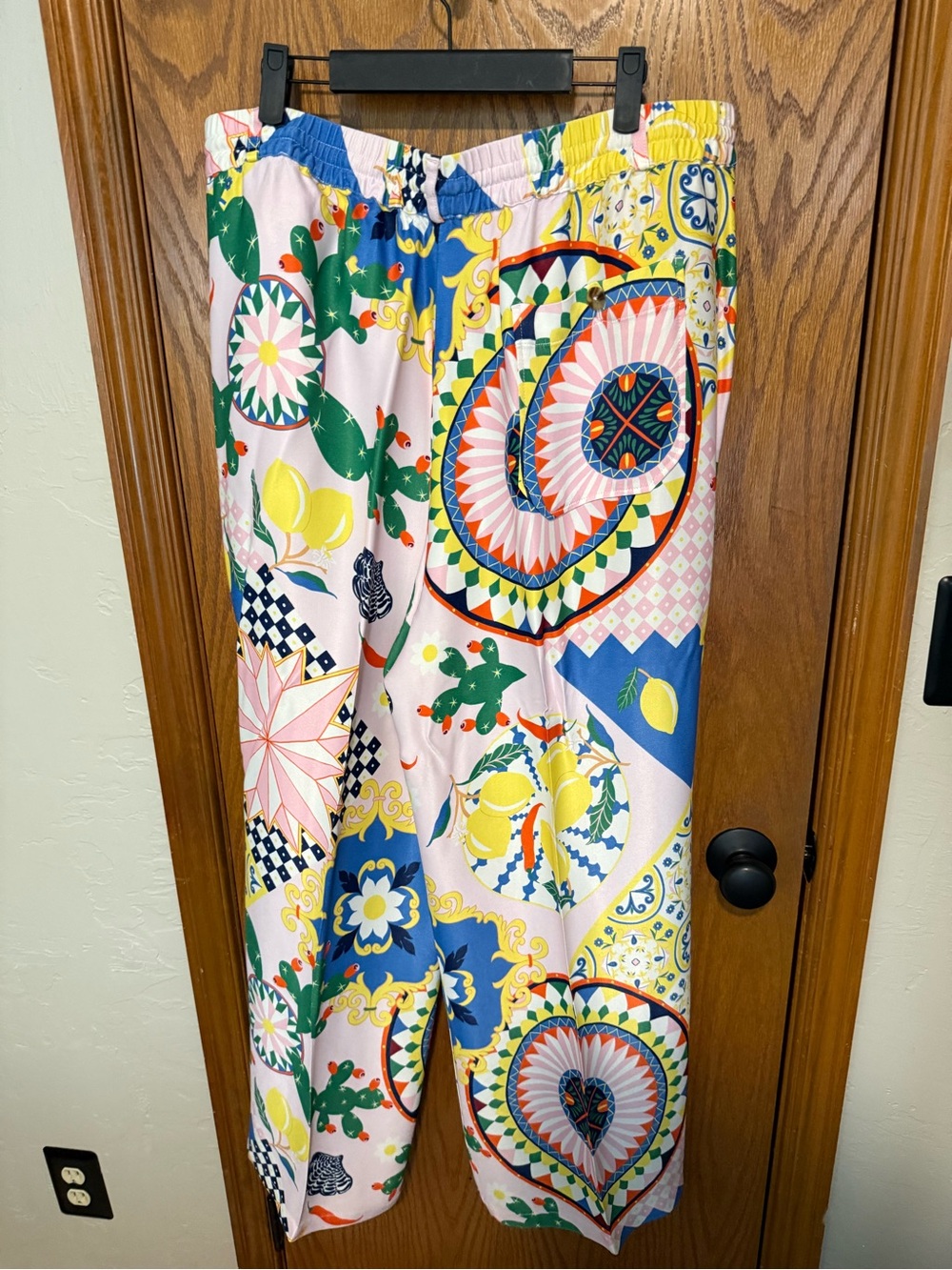 Maeve Anthropologie  Pink Multi Floral & Geometric Wide-Leg pant - Picture 3 of 4